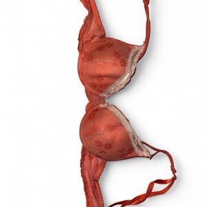 vintage orange floral lace bra